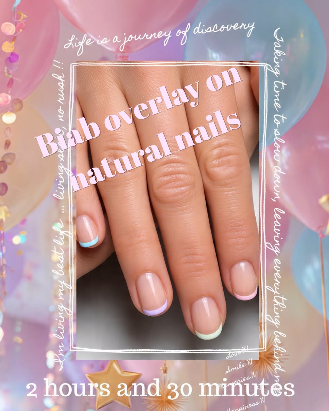 Manicured hands with a pastel ombre nail art design